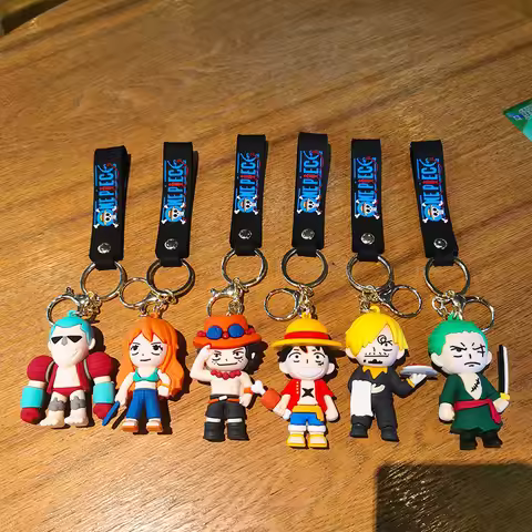 Anime One Piece Keychain Fashion Jewelry Luffy Sabo Resin Action Figures PVC Key Ring Bag Pendant