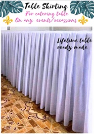 KATRINA Plain Colors Pleated Buffet Table Cloth Cover for 4ft&amp; 6ft Lifetime Table  Ready Made Table Skirt
