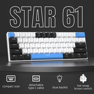 MageGee Star61 Mechanical Keyboard 61 Keys Hot-swappable Backlit Detachable Type-C Wired 65% Compact Gaming Mechanical Keyboard for PC / MAC / Windows