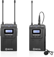 BOYA Upgraded Dual-Channels Lavalier Wireless Microphone System with 1 Bodypack Transmitter&amp;1 Portable Receiver for Canon Nikon Sony DSLR Camera,XLR Camcorder,Phone,YouTube, Film Production