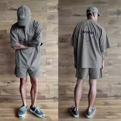 MADNESS X FCRB Co Branded Pure Cotton Short Sleeve T-shirt Casual Summer Quick Drying Shorts Streetw