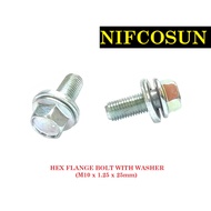 [READY STOCK] HEX FLANGE BOLT WITH WASHER (M10 X 1.25 X 25mm)