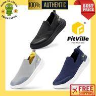 [FitVille] Wide 2E Men Slip-On Sneakers | Hands-Free | Breathable Mesh | Lightweight