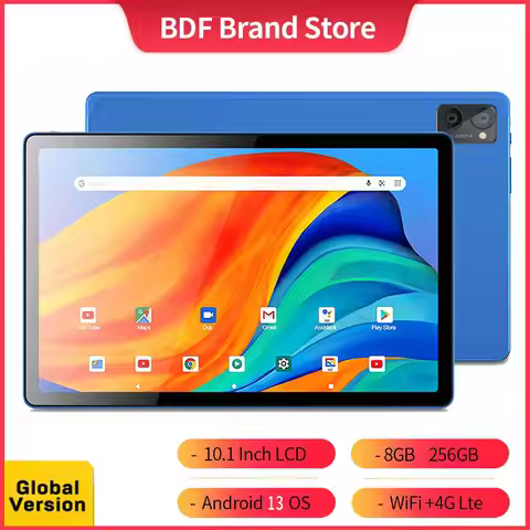 BDF Y7 Max Android 13 Tablet 10.1 Inch HD+ 90Hz Display TÜV Rheinland Octa Core Cpu 8GB RAM 256GB RO