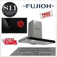 FUJIOH FR-MT1990 R/V 900MM  CHIMNEY COOKER HOOD WITH GLASS PANEL  +  FUJIOH FH-IC6020 HYBRID HOB BUNDLE DEAL