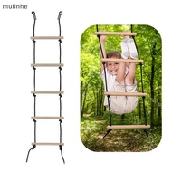 mu Rope Ladder 5.6ft 5 Steps 220lbs Bearing Wooden Kids Climbing Rope Ladder With Hanging Straps, Sw