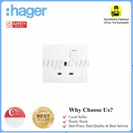 [SG Ready Stock &amp; Local Authorized Seller] High Quality Hager White wall switch 13A Single Socket