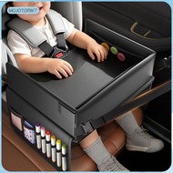 [mojotorw7] Kids Travel Tray Table PU Leather Lap Desk with Tablet Cup Holder for Rear Seat Table an