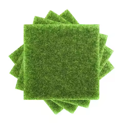 4Pcs Artificial Turf Mat Plastic Fake Grass Lawn for Sand Table DIY Decoration Landscape Fake Turf S