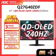 AOC GAMING Q27G40ZDF 27" 240HZ QHD QD-OLED Panel Gaming Monitor