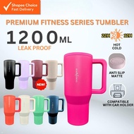 SUNDAYEROO 1200ML Flip Straw Leak Proof Tumbler with Handle & Straw, 304 Stainless Steel Tahan Sejuk