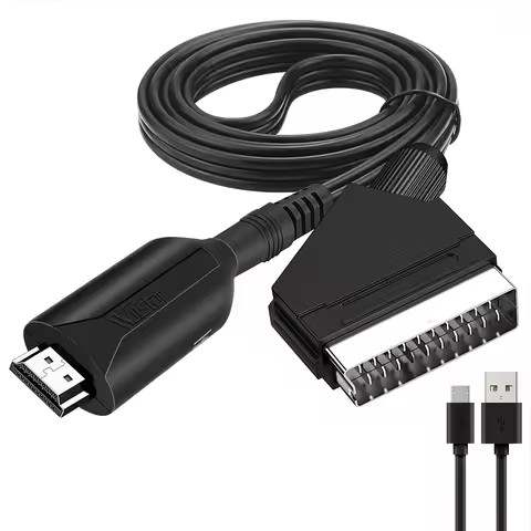 HDMI-Compatible to SCART Cable Converter HDMI in Scart Out Video Audio Converter Adapter for HDTV DV
