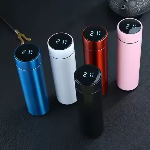 500ml Stainless Steel Thermos Bottle with Digital Temperature Display LED Intelligent Temperature Me