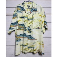 Tommy Bahama 1993 Hawaiian Shirt Light Yellow Island Print