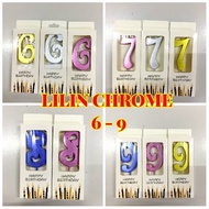 LILIN Colorful Chrome Candles 6 - 9 Number Candles Birthday Candle/s Party Candle/s Party/s