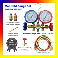 MANIFOLD R134 DOUBLE GAUGE QUICK COUPLER R134a Gas Meter Air cond Aircon Air conditioner Aircond Kereta Car