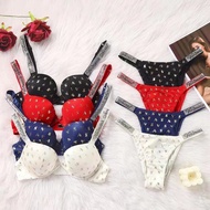Victoria S lingerie lace rhinestone bra Panties 2 piece set UEUH