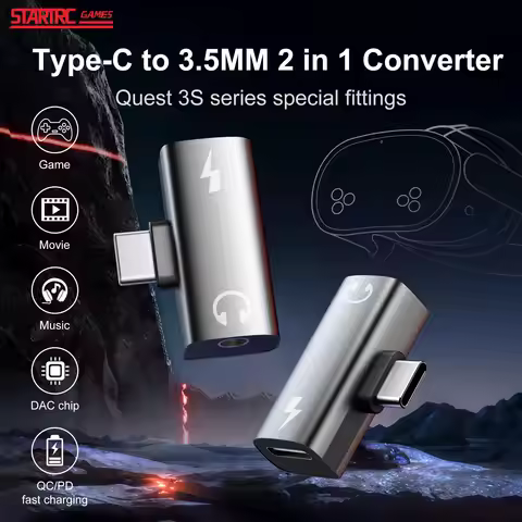 STARTRC 2 In 1 Converter Type C to 3.5mm Audio Port Aux Adapter Type-c 3.5 Jack Audio Cable for Meta