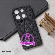 Itel A60S Case 3D Star Motif Embossed Macaron Black Case Itel A60S