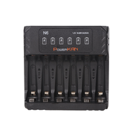 POWERKAN N6 6-Slot Battery Charger for 1.2V Ni-MH AA AAA Rechargeable Batteries USB-C 5V 2A LED Indi