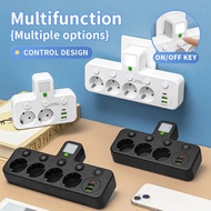 Durable 4 Plugs EU Plug Outlet Wall Mounted Type-C Ports Outlet Electrical Universal Wall Power Home