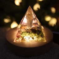 【聖誕節禮盒】黃水晶柱塔大奧剛金字塔小夜燈Orgonite招