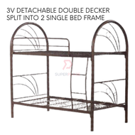 3V VE901A Heavy Duty Detachable Double Decker Bunk Bed Bedroom Hostel Hotel Strong Bed Frame