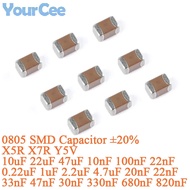 100pcs 0805 SMD Capacitor ±20% X5R X7R Y5V 10uF 22uF 47uF 10nF 100nF 22nF 0.22uF 1uF 2.2uF 20nF 22nF