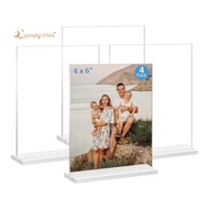 Acrylic Picture Frame 4x6 Inches, 4 Pack Plastic Picture Frames Holder Standing,Double Sided Picture