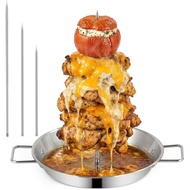 ZPUFAW Al Pastor Skewer untuk Pemanggang dengan 3 Paku Boleh Ditanggalkan, Alat Penyodok Vertikal Ke