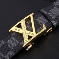Lv Men's Belt Genuine Leather Automatic Buckle 2024 New Style First Layer Cowhide Business Fashion ins Style Influencer Pants Belt Trendy