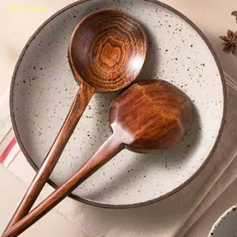 1Pcs Long Handle Ramen Wooden Spoon Japanese Kitchen Cooking Tableware Soup Teaspoon Catering Tables