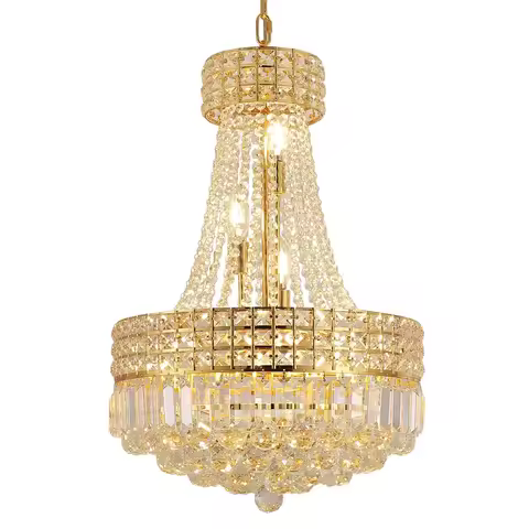 K9 Crystal Chandelier - Classic Luxury Imperial Style 6-Light Fixture, Modern Design for Dining Room