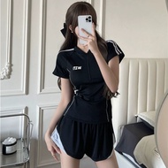 Swimsuit Short-Sleeved Short-Legged Set Of Swimsuits Women's Swimwear Black 91301