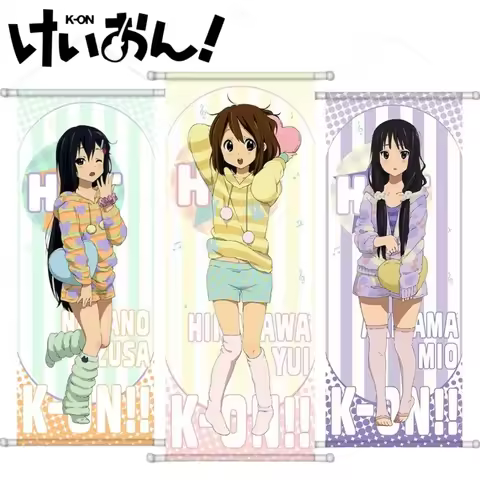 K‑ON! Mio Akiyama Anime Merchandise Wall Scroll Yui Hirasawa Satin Poster Azusa Nakano Bedroom Wall 