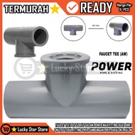 FAUCET TEE PVC T THREAD IN POWER MAX FITTING STRONG DURABLE SNI FAUCET TEE PVC AW POWER 1⁄2 x 3⁄4 3⁄