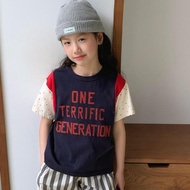 【6232】Kids Letter Print Shirt | Color-Blocked T-Shirt | 8-28KG