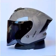 JS Armor Half Face Solid Helmet 100% Original SNI, Glass 3D Spoiler SMOKE, Best-Selling Adult Men's 