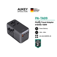 AUKEY PA-TA09 100W หัวแปลงปลั๊กไฟ 100W Universal Travel Adapter มาพร้อม ช่อง USB-C และ USB-A รุ่น PA