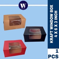 [4"X6"X3"] KRAFT CARD WINDOW BOX | KOTAK SLICE CAKE | KOTAK KEK WINDOW