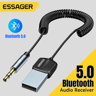 Essager ตัวรับสัญญาณบลูทูธสำหรับรถยนต์อะแดปเตอร์5.0 AUX พร้อมการยกเลิกหูฟังพร้อมไมโครโฟนตัดเสียงรบกว