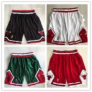 Full embroidered Basketball Pants Lakers Bulls Pocket Casual Training Chicago Bulls Shorts fitness S