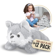 Mini Wolf Plush Toys, 12 Pack Wolf Stuffed Animals Bulk, Stocking Stuffer for Girls & Boys, Animals 