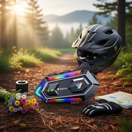 Y20 MAX Bluetooth 5.3 Helmet Intercom, RGB LED Lights, 1000mAh Battery, Waterproof Design