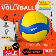 Mikasa V300W volleyball, volleyball press, economical package (V300W volleyball + pump + cap + net)