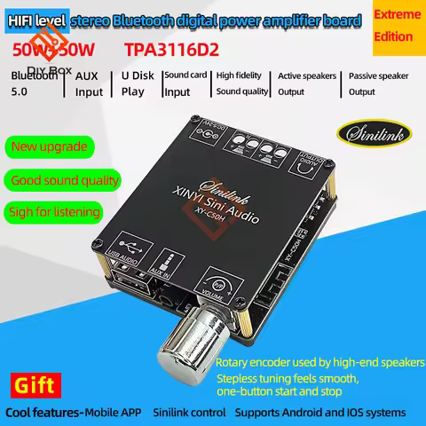 Bluetooth 5.0 TPA3116 Digital Power Amplifier Board Dual Channel 50W*2 100W*2 Speaker Stereo Audio A
