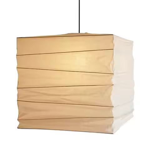Akari Rice Paper Pendant Lamp Cube Ceiling Suspension Hanging Light E27 Bulb for Living Room Bedroom