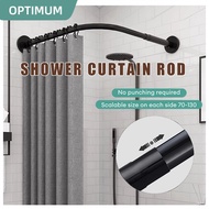 35"-51" L Shape Stainless Steel Pipe Shower Curtain Rod Pole Adjustable 90-130cm Retractable