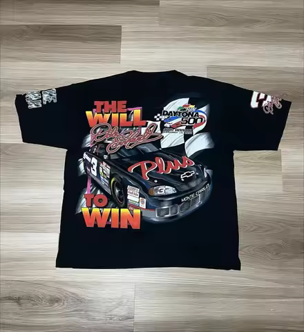 Men Summer Casual O-neck Tee Fashion Oversized Vintage Y2K Vintage VTG 1998 All Over Print Dale Earn