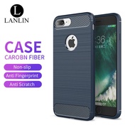 LANLIN For iPhone 8 Plus / iPhone 8 Phone Case Luxury Carbon Fiber Shock Resistant Brushed Texture F